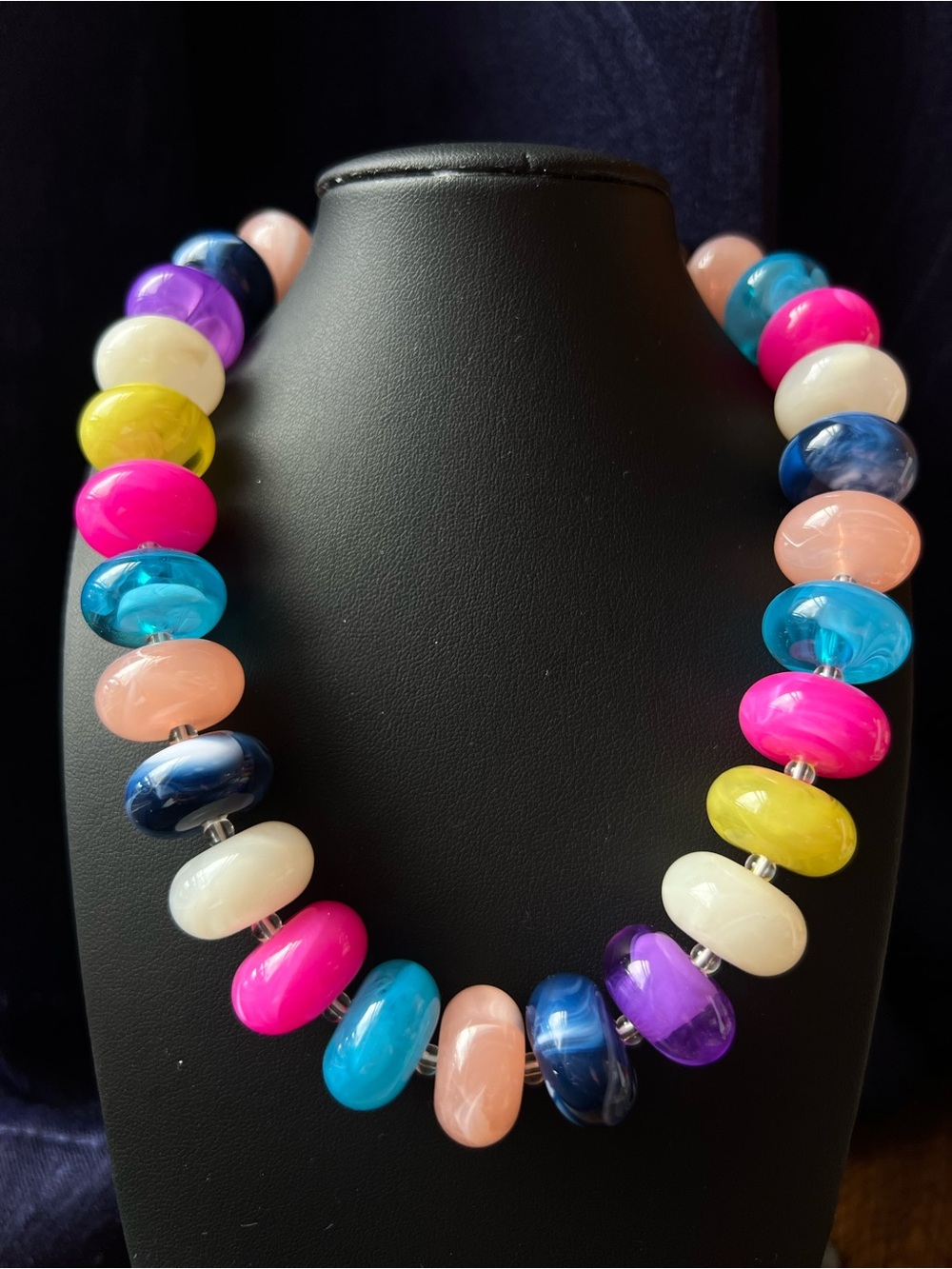 Chunky Colorful Resin Statement Necklace - NWOT